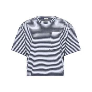 Brunello Cucinelli Striped Jersey Cropped T Shirt