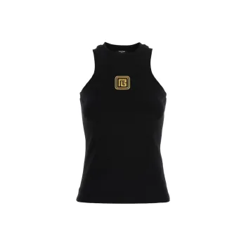 BALMAIN Logo Detailed Crew Neck Tank Top