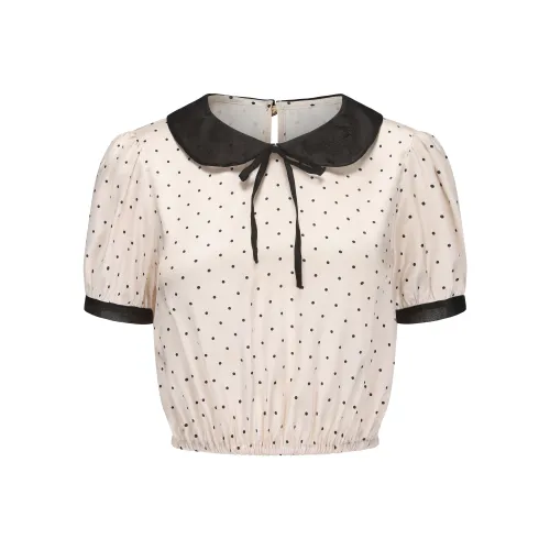 CHIWAWAMEME Crop Top Women's Dark Chocolate Polka Dot
