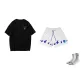 Snowmelt Shorts-White+Black Strappy Short-Sleeved (Random Style)+Free Random Sports Socks