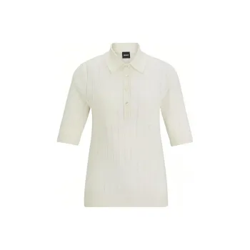 HUGO BOSS Ribbed Linen blend Polo Shirt