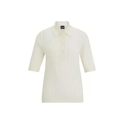 HUGO BOSS Ribbed Linen blend Polo Shirt