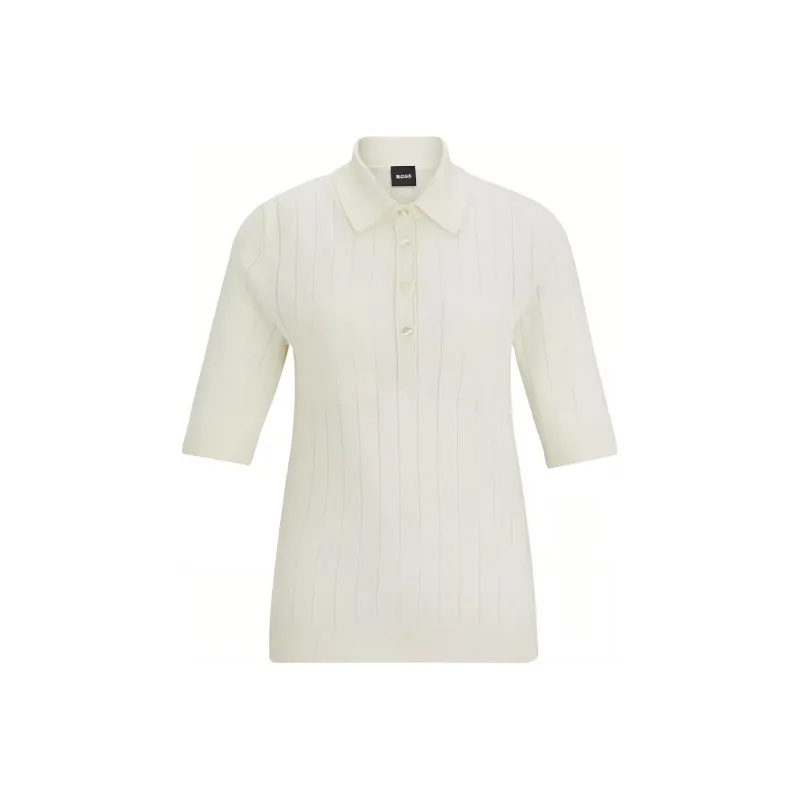 HUGO BOSS Ribbed Linen blend Polo Shirt-0