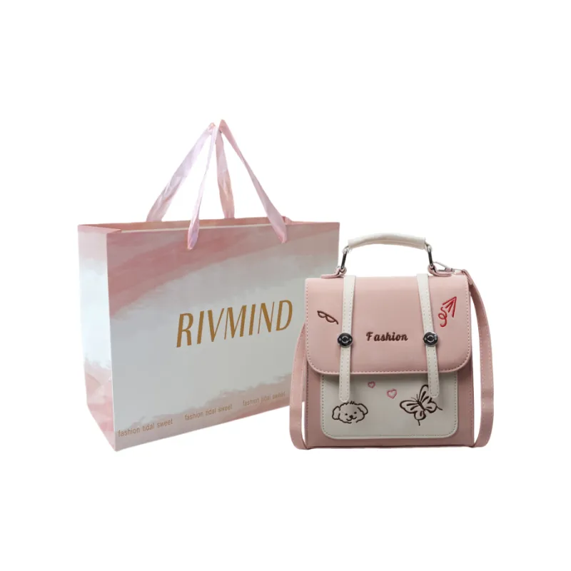 RIVMIND PU Backpack Women's White/Pink/Blue/Black-6