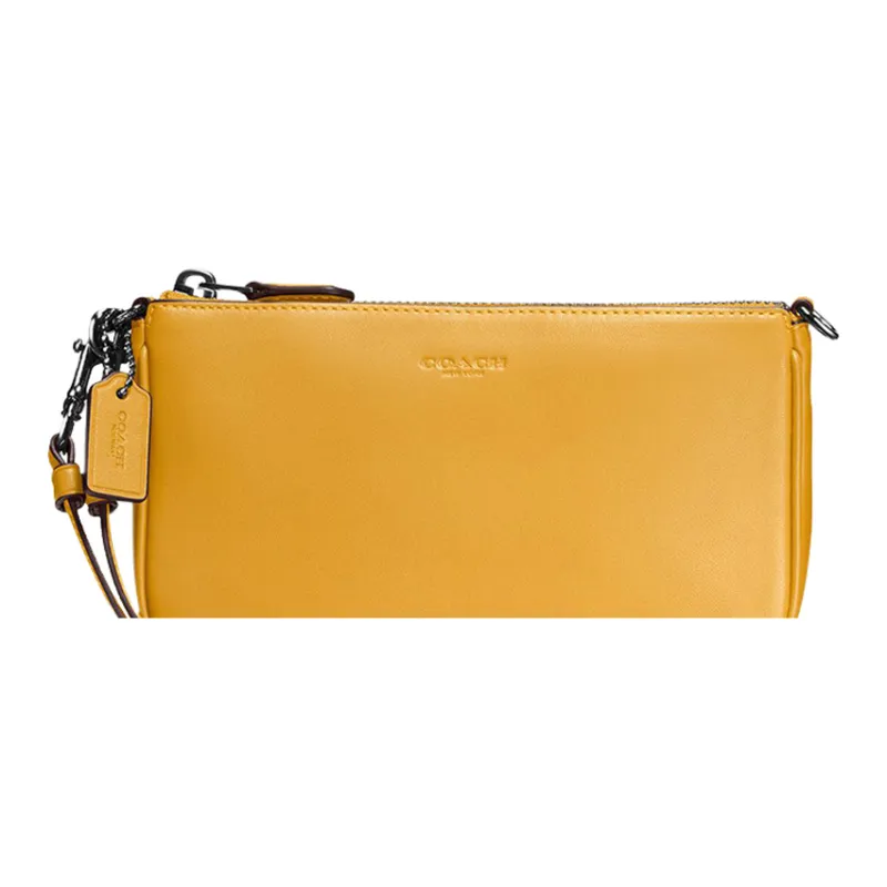 COACH Nolita Leather Zip Closure Pochette Shoulder Bag Clutch Small Size Women's Macaron Orange-2