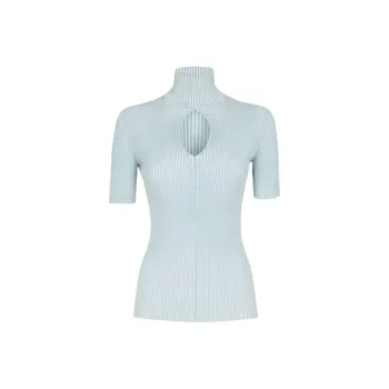 FENDI Cut Out Detailed High Neck Ribbed Jumper