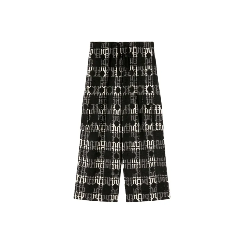 PALM ANGELS Monogram jacquard Wide leg Trousers-0