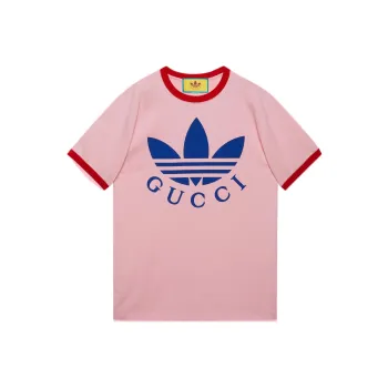 GUCCI X Adidas Cotton Jersey T Shirt Pink/Red