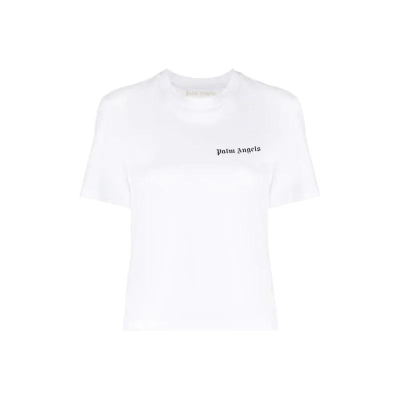 PALM ANGELS Logo Printed Straight Hem T Shirt-0