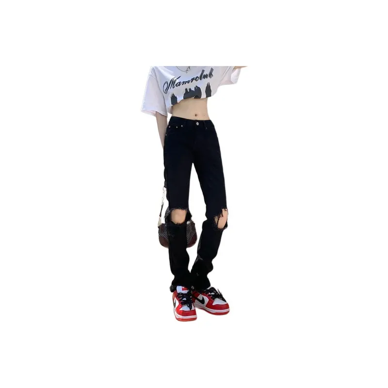 Menglaini Jeans Women's Black-0