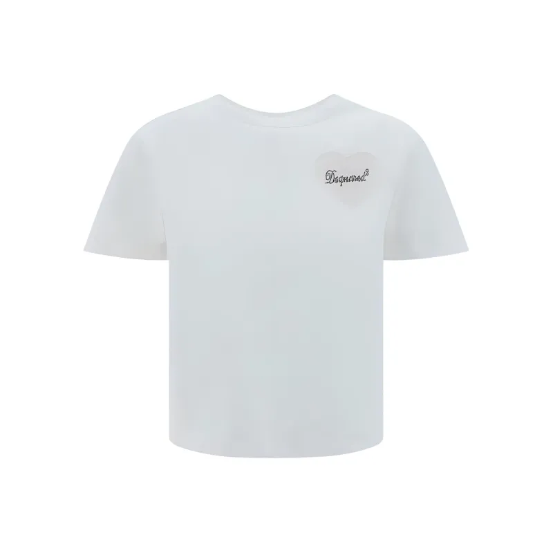DSQUARED 2 Heart Tulle Detailed T Shirt-0