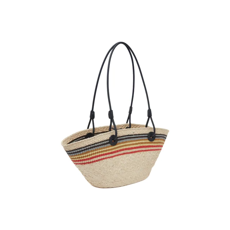 LOEWE Anagram Basket Palm Leaf Shoulder Bag Trumpets Women's Beige-1
