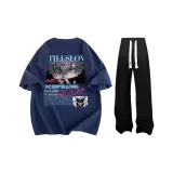 Navy Blue+Black Casual Pants (Couple Set)