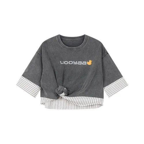 UOOYAA 그레이 여성 티셔츠