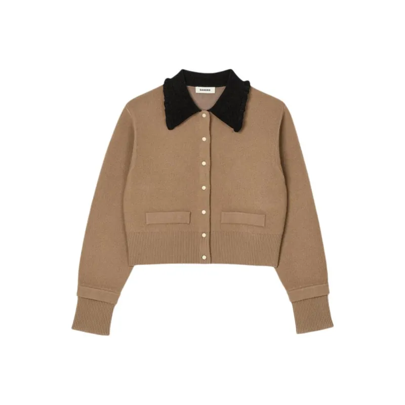 Sandro Contrasting collar Cardigan-0