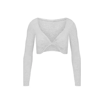 SKIMS COTTON TWIST LONG SLEEVE CROPPED TOP Crop Tops Women's Light Heather Grey