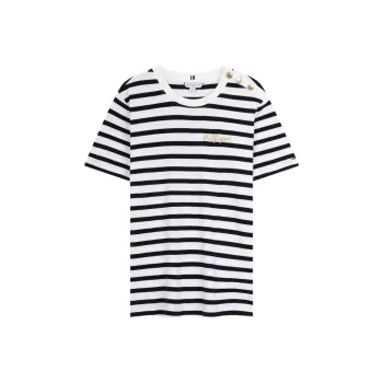 Tommy Hilfiger T Shirt Women's Black White Stripes