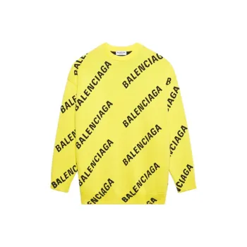 Balenciaga Allover Logo Crewneck 'Yellow/Black'