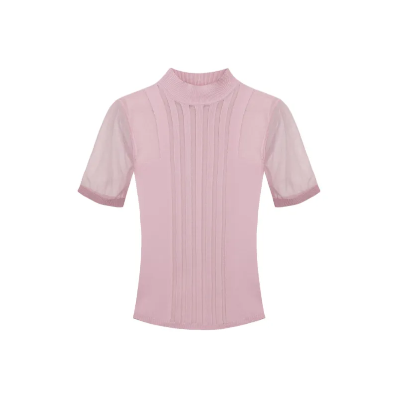 Elisabetta Franchi Transparency Detailed High Collared Top-0