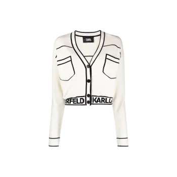 KARL LAGERFELD / Karl Lagerfeld Jeans V neck Logo band Cardigan