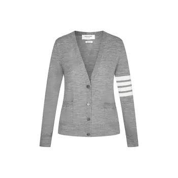 THOM BROWNE 4 Bar V Neck Cardigan