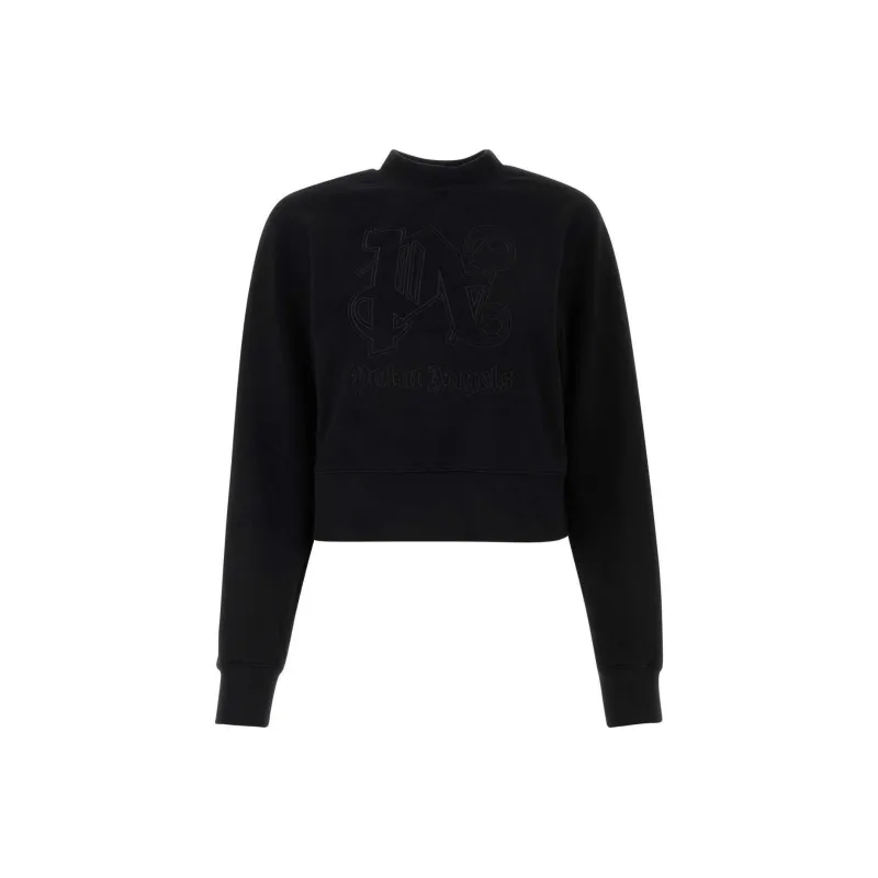 PALM ANGELS Monogram Statement Crew Black-0