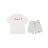 Set (Heather Gray Red Top+Floral Heather Gray Red Shorts)