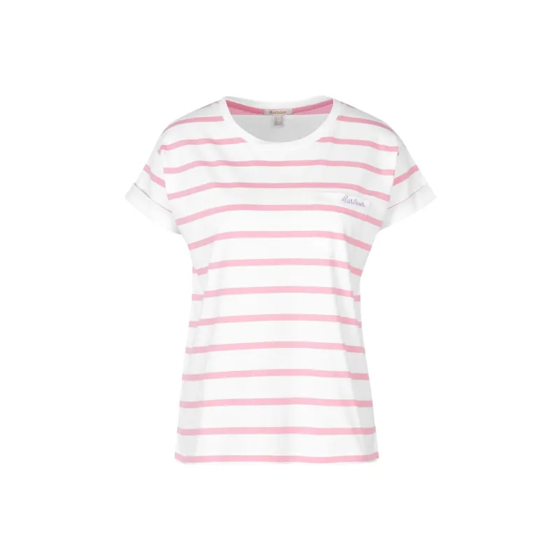 BARBOUR Otterburn Stripe T-Shirt T-Shirt Women's Pink White-0