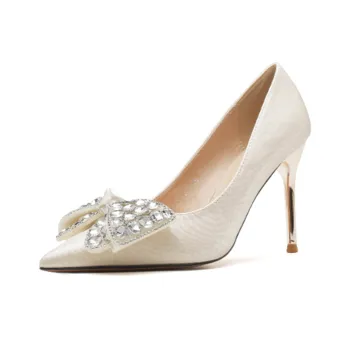 Lan Miao Slim Heel High Heels Women's Champagne