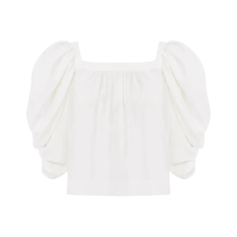 Chloé Puff Sleeved Pleated Blouse-0