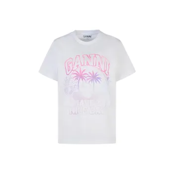 GANNI Graphic Printed Crewneck T Shirt
