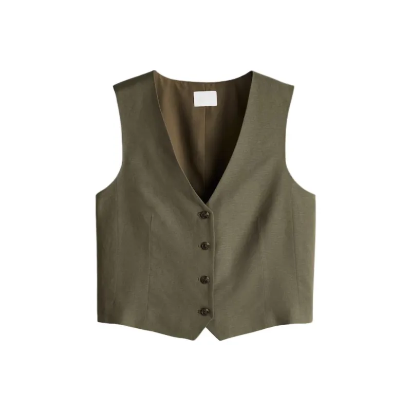 H&M Tank Top Women's Dark Khaki Green-0