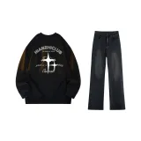 Black (Long-Sleeved)+Black Gray Jeans