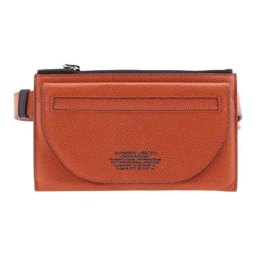 Burberry Textured Leather Fanny Pack Men's Earthy Orange