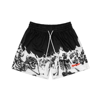 BKCXZICE Sports Shorts Unisex Black White Bleach