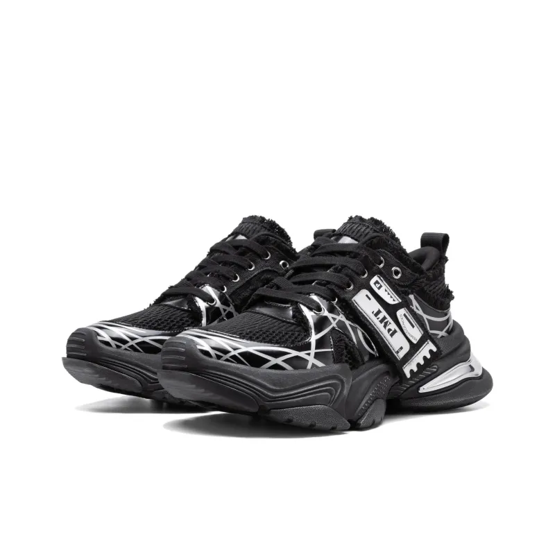 PMT Slip Resistant, Breathable, Lightweight, Height Increasing Low Top Chunky Sneakers Unisex White Black-14