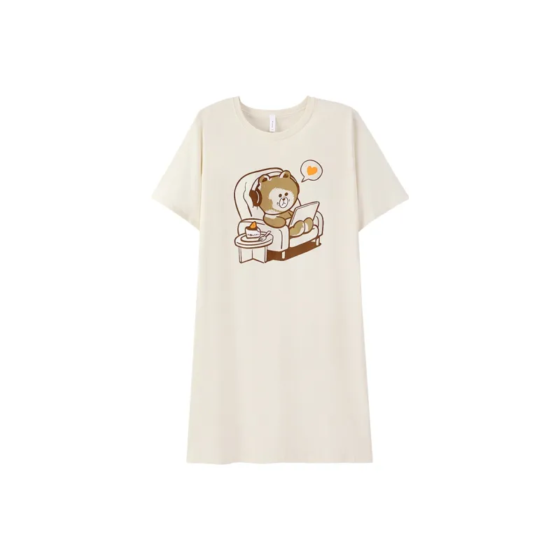Nodos Shield Nightgown Women's Beige Yellow-0