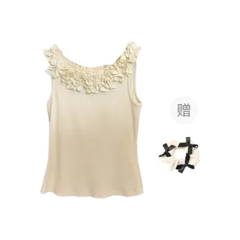 TURN UP Tank Top Women's Light Yellow+Bowknot Hair Tie Comes With