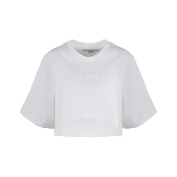 Stella McCartney Flocked Logo Cropped Crewneck T Shirt