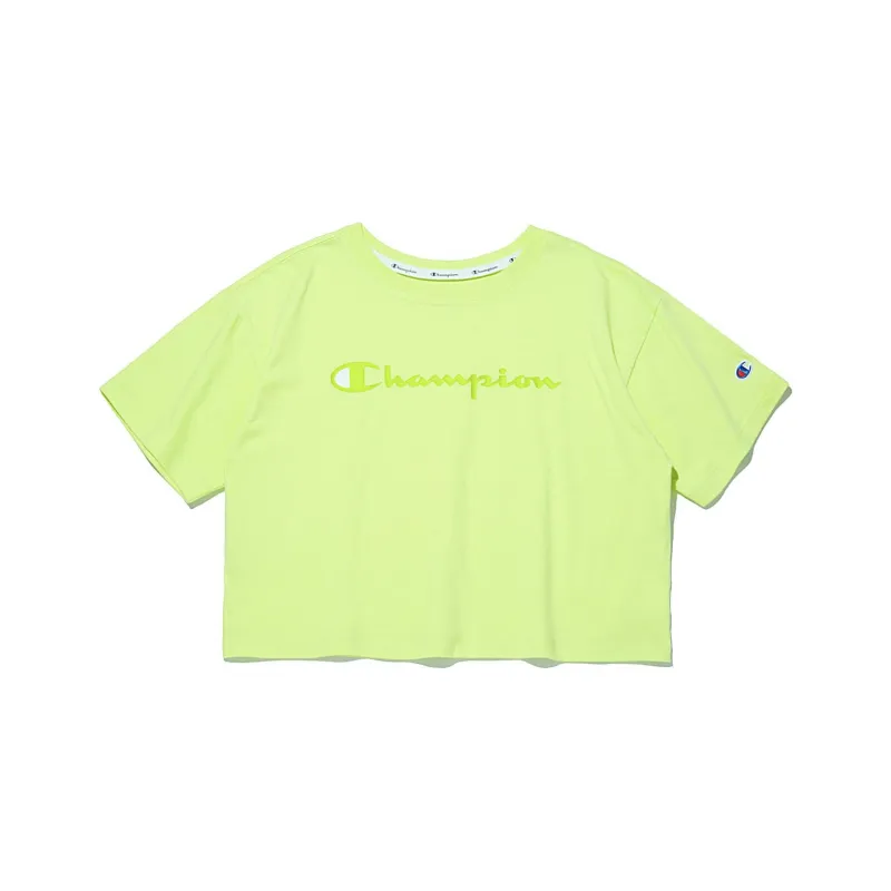 Champion Drop Shoulder Sleeve T Shirt Women's Light Yellow Green-0