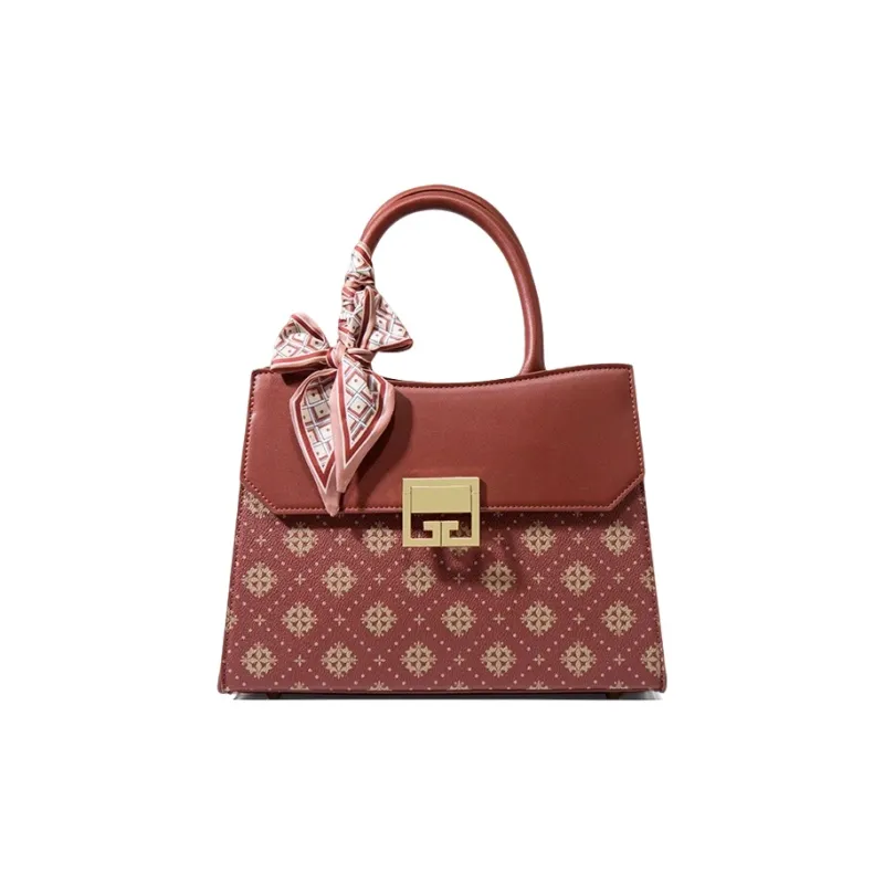CLEVER& KETCH Leather Shoulder Bag, Crossbody Bag, Handbag Women's Red-0