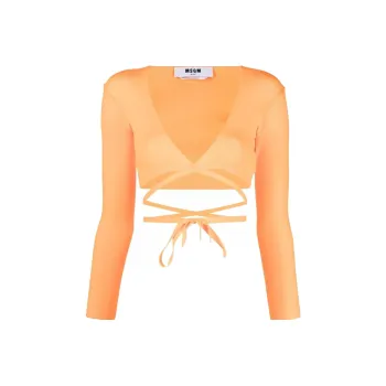 MSGM Cropped V-Neck Top