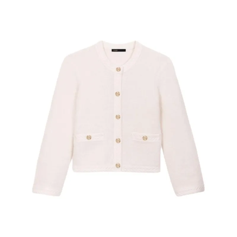 Maje Chevron knit trim Cardigan-0