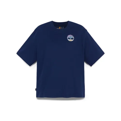 Timberland Drop Shoulder Sleeve T Shirt Women's Marine Blue