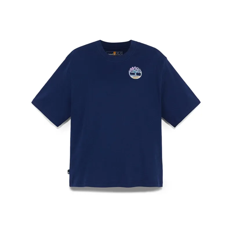Timberland Drop Shoulder Sleeve T Shirt Women's Marine Blue-0