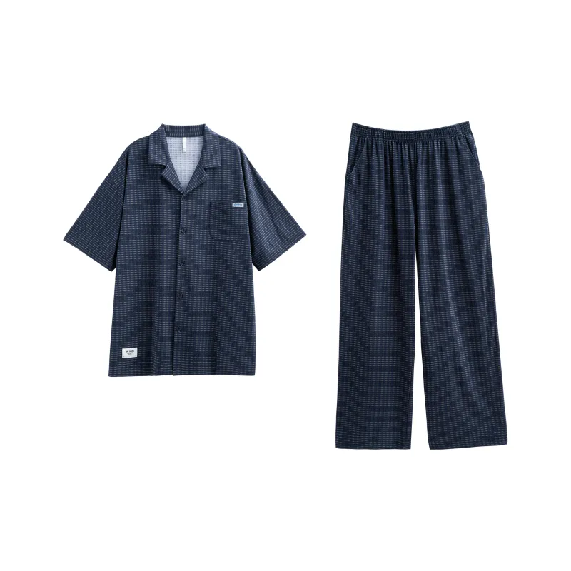 XUANZHITING Pajama Set Men's Dark Blue-0