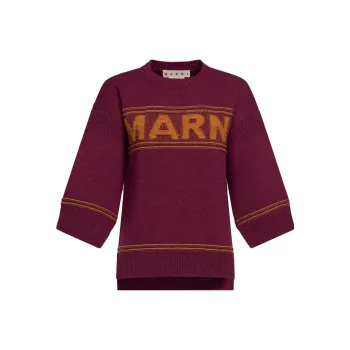 MARNI Logo Intarsia Knit Crewneck Jumper