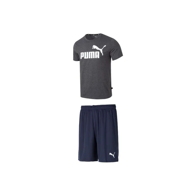 PUMA Casual Sportswear Men Dark Gray Top+Navy Blue Shorts-0