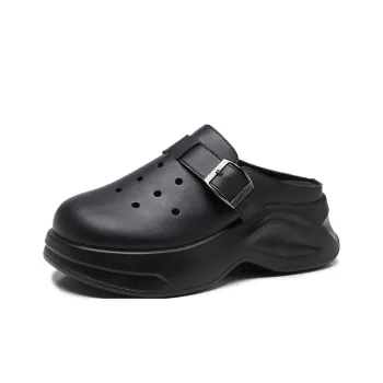 VAEL Rubber Sole Stitching Quiet Abrasion Resistant Slip Resistant Quick Dry Closed Toe Slippers Women's Black