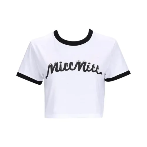 MIU MIU Logo Women's Cropped T shirt Whirt